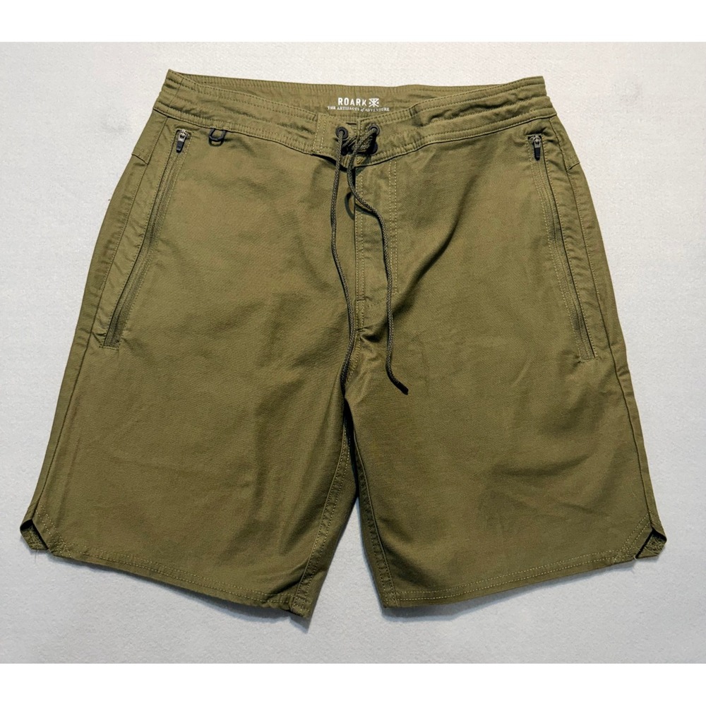 Roark Mens Layover Traveler Trail 8" Inseam Stretch Short Olive Green Size 31